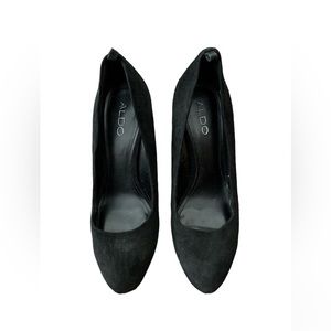 Aldo Black Suede Platform Heels